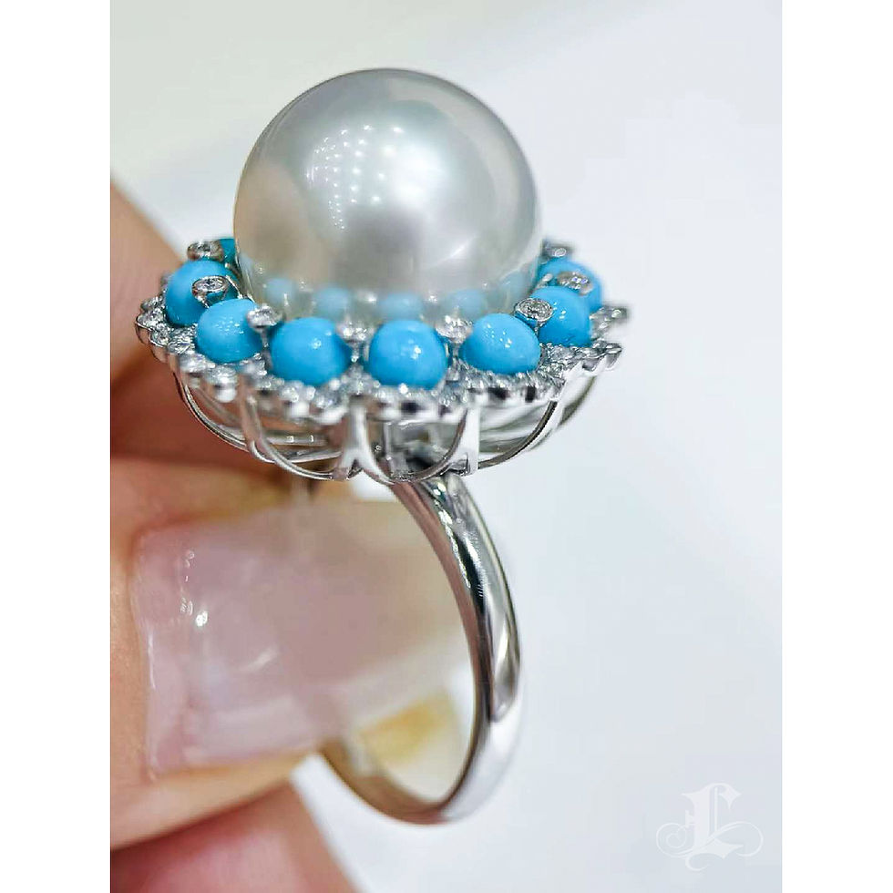 Miniaturbild: Caelmare — Ocean Halo Transformable Pearl & Turquoise Ring Pendant