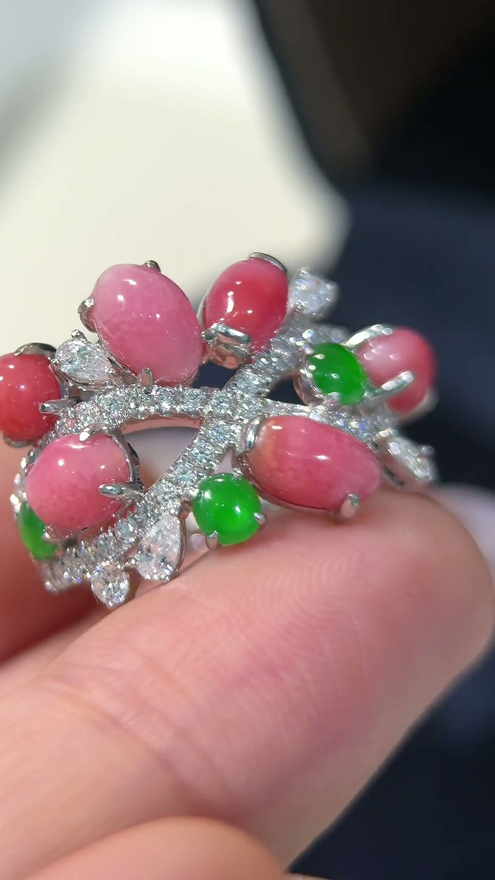 Miniaturbild: Conchéa — Flamingo Garden Conch Pearl & Jade Ring — 4.45 ct