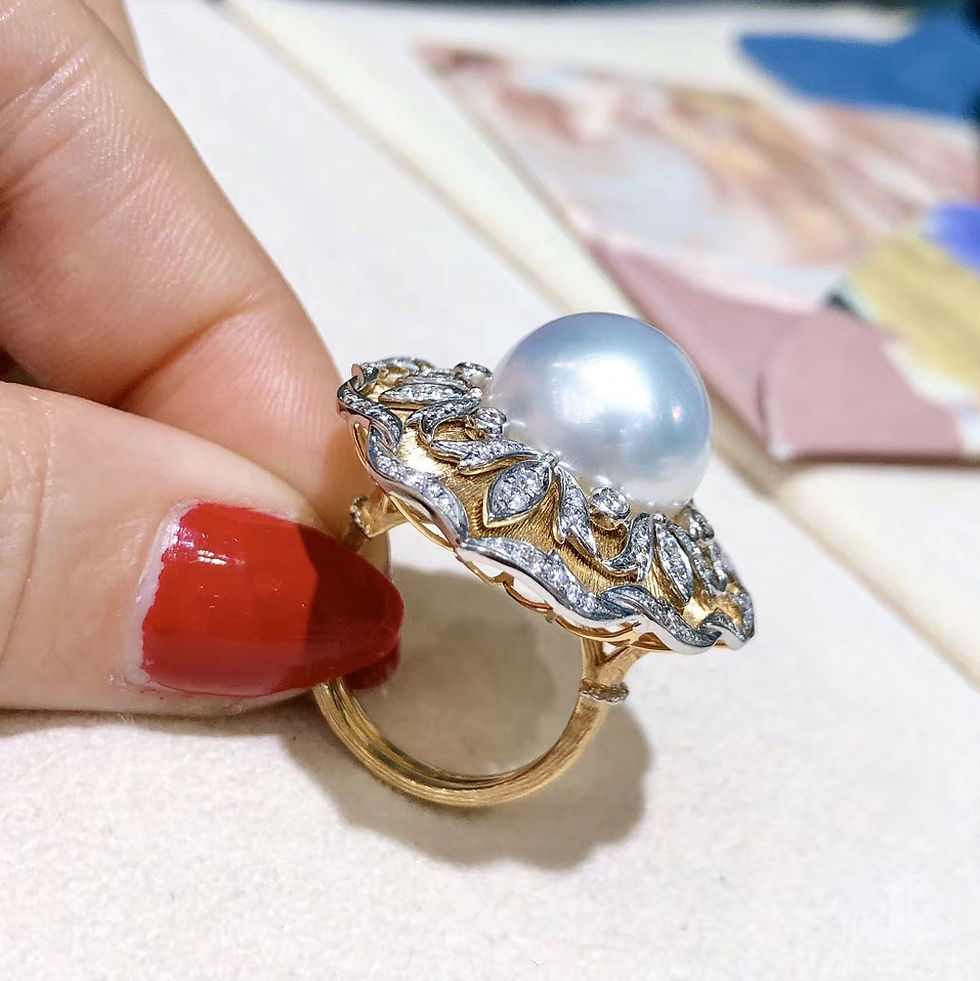 Miniatura: Crown Radiance — Royal Blossom South Sea Pearl & Diamond Ring in 18k Gold