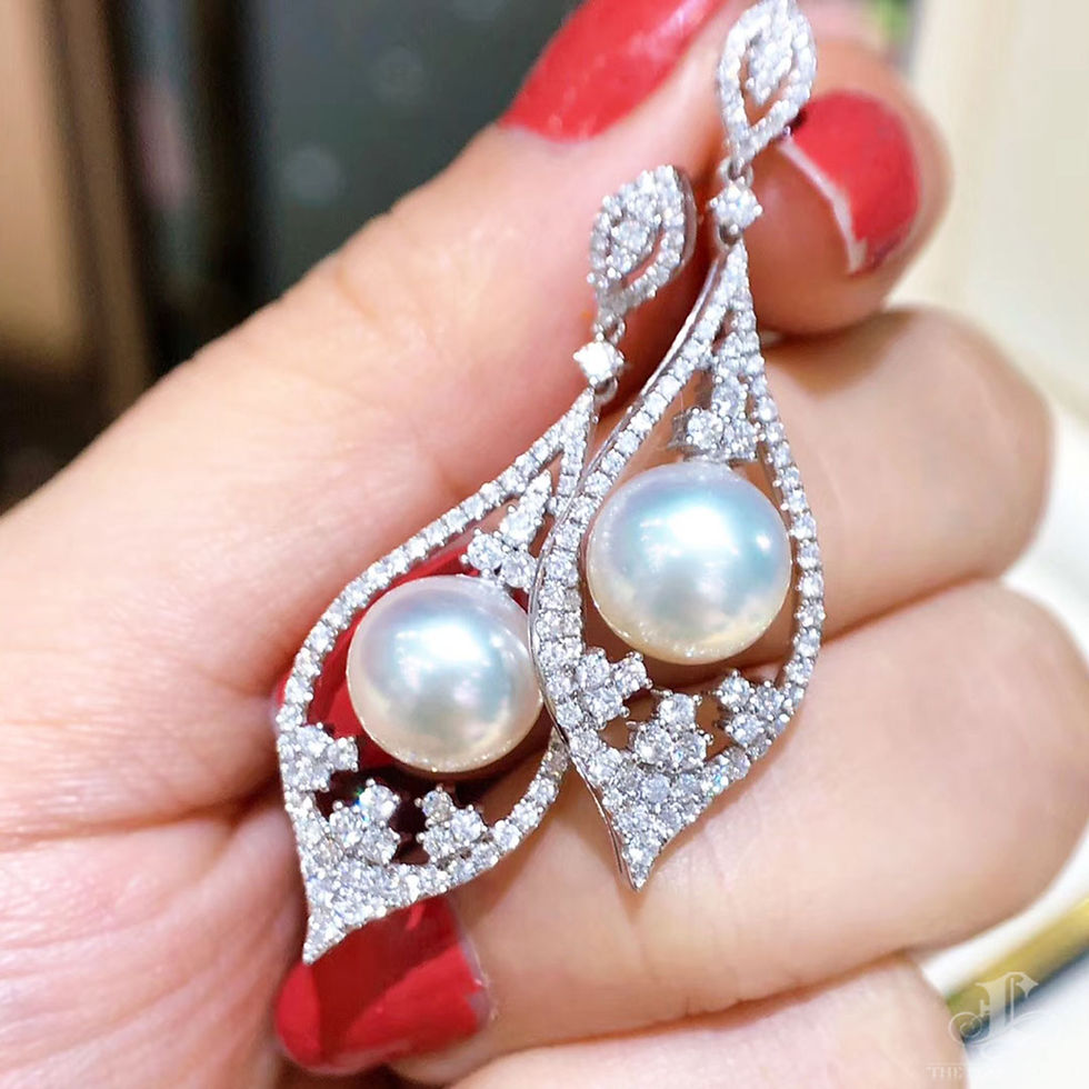 サムネイル： Crown Radiance — Aurora Canopy Diamond South Sea Pearl Earrings
