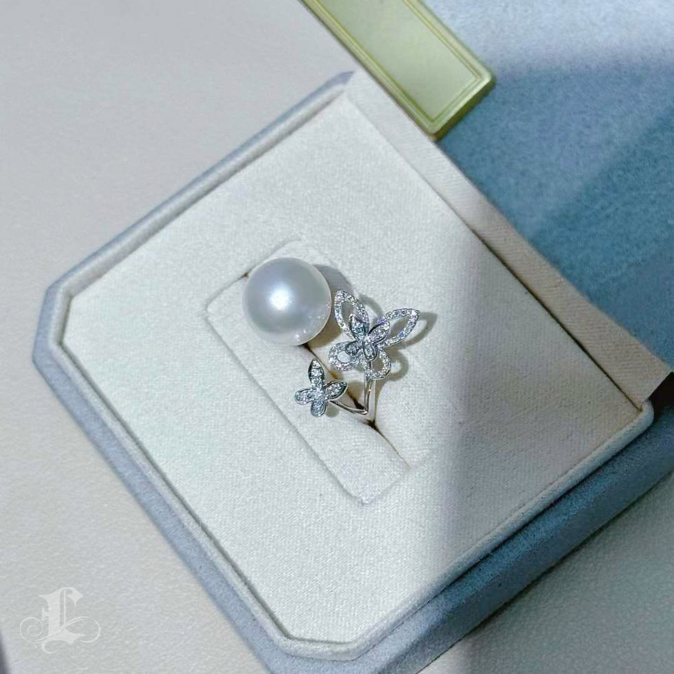 Miniatura: Vine Symphony — Fluttering Grace South Sea Pearl Butterfly Ring