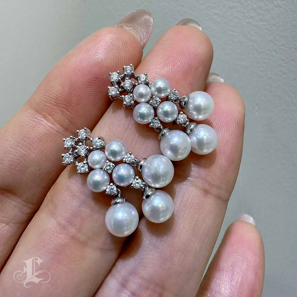 Miniatura: Crown Radiance – Baby Akoya Diamond Cluster Earrings