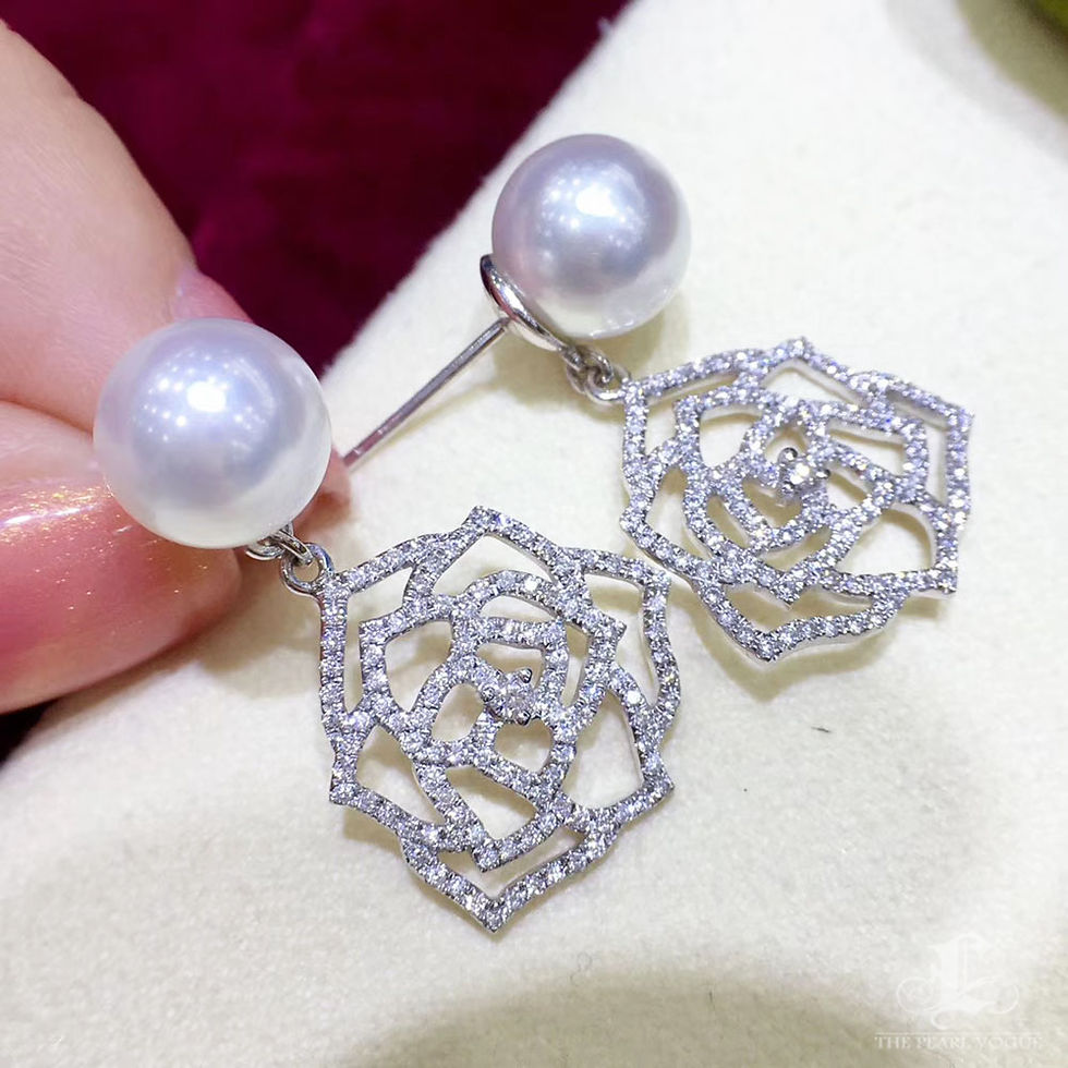الصورة المصغرة: Vine Symphony — Diamond Bloom Aurora South Sea Pearl Earrings
