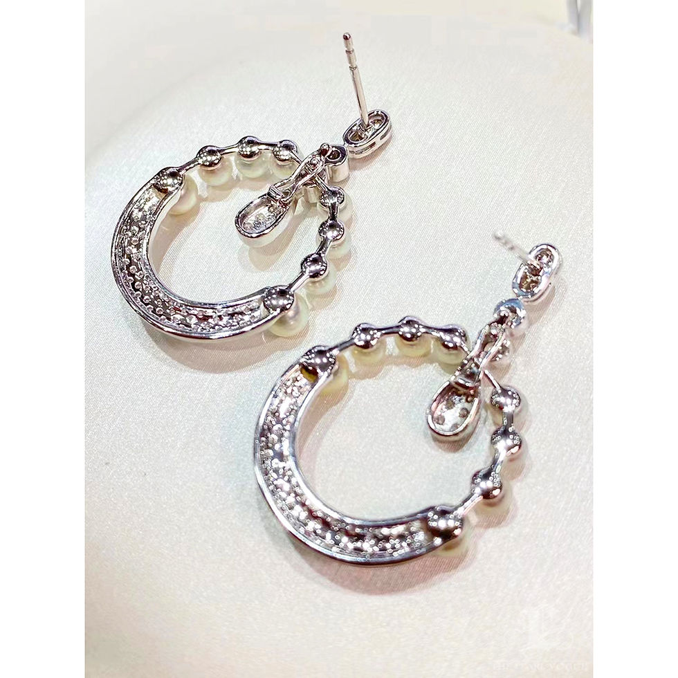 Miniature : Sculpted Geometry — Transformable Aurora Akoya Pearl & Diamond Earrings