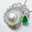 Miniatura: Vine Symphony — Aurora Feather  South Sea Pearl Emerald Diamond Pendant