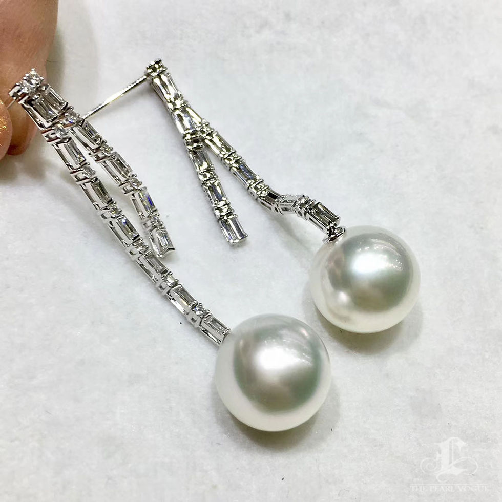 Miniature : Lustre Arc — Diamond Cascade Aurora South Sea Pearl Earrings