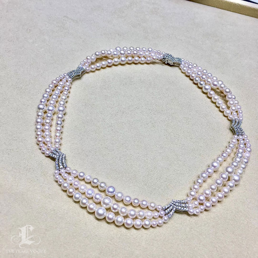 Miniature : Crown Radiance — Baby Akoya Pearl Triple Strand Necklace