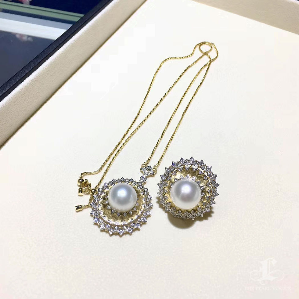サムネイル： Crown Radiance — Regal South Sea Pearl Diamond Pendant with 18k Gold Chain