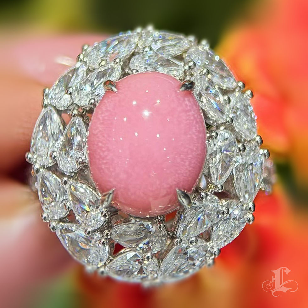 Thumbnail: Conchéa — Flamingo Halo Conch Pearl Convertible Pendant Ring — 5.24 ct