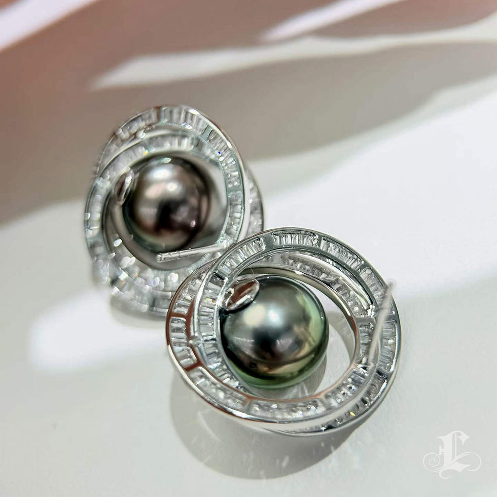 Прев'ю: Crown Radiance — Orbit Tahitian Pearl Diamond Earrings