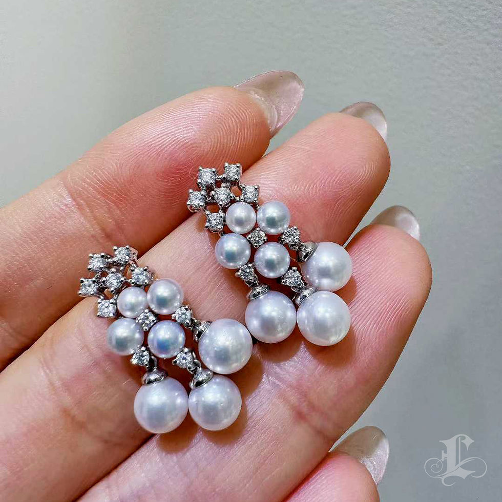 الصورة المصغرة: Crown Radiance – Baby Akoya Diamond Cluster Earrings