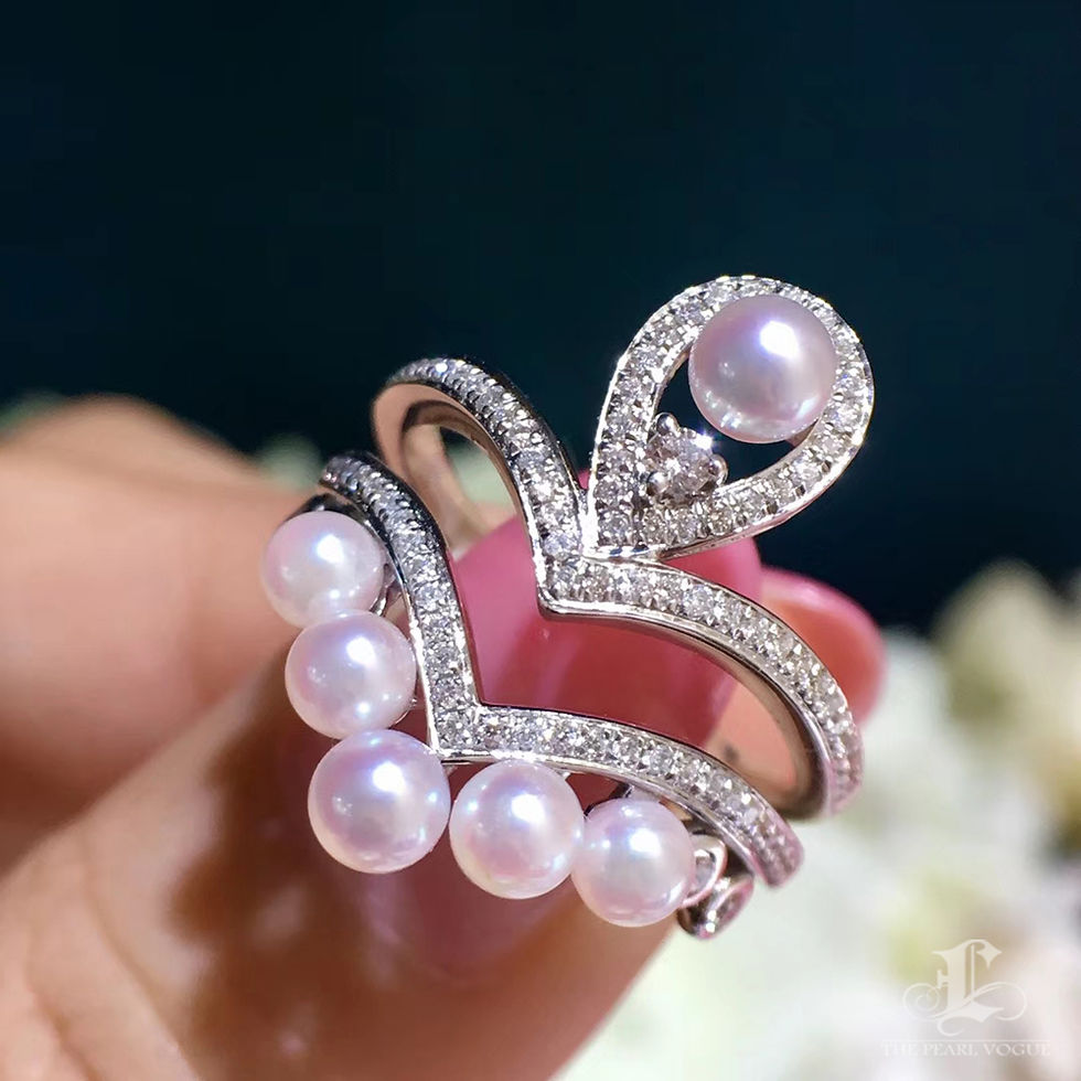 섬네일: Crown Radiance — Transformable Baby Akoya Pearl & Diamond Stackable Ring Set