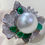 الصورة المصغرة: Crown Radiance — Emerald Majesty South Sea Pearl Ring Pendant