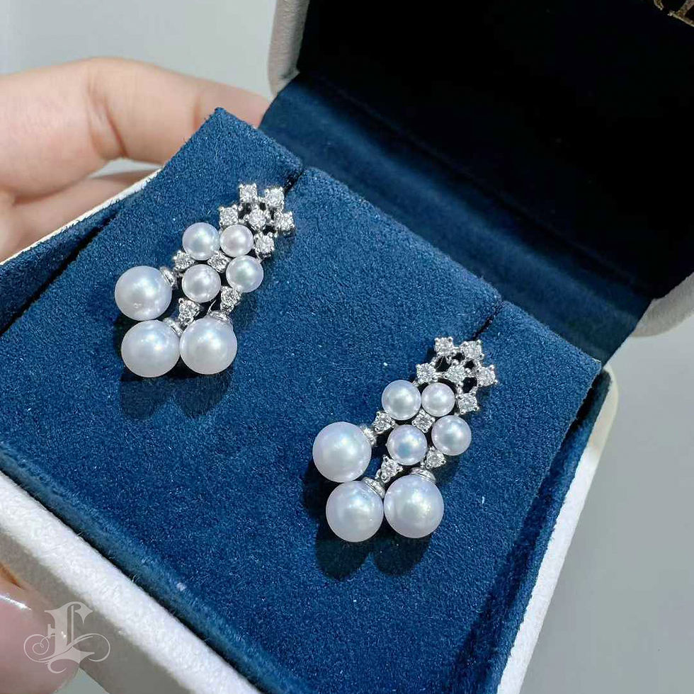 Miniatura: Crown Radiance – Baby Akoya Diamond Cluster Earrings