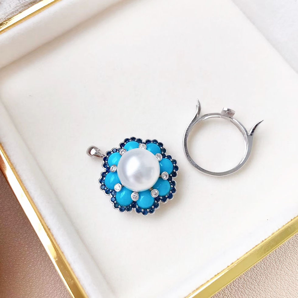 Miniatyrbild: Caelmare — Transformable Turquoise Sapphire South Sea Pearl Ring Pendant