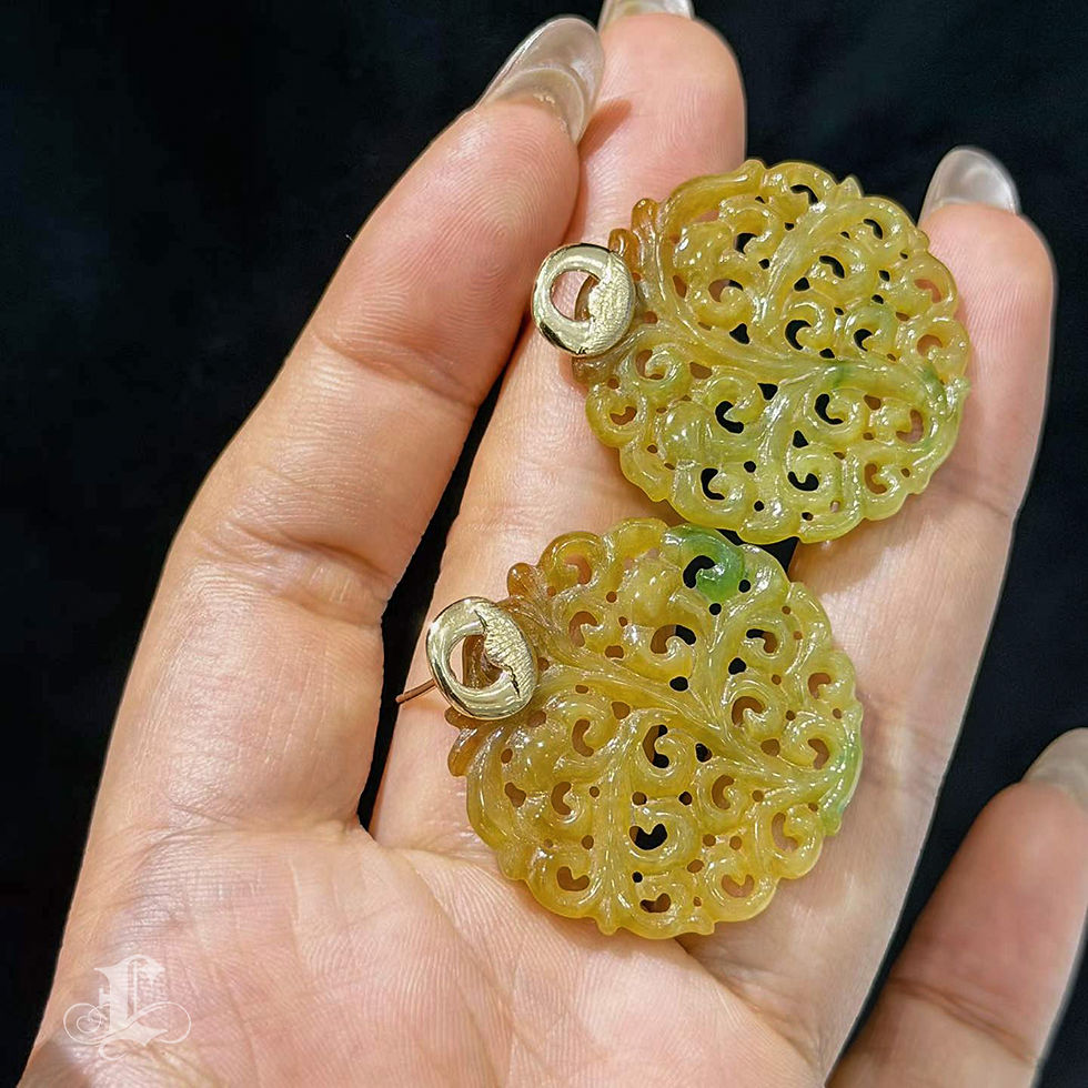 섬네일: Jādora — Golden Harmony Type A Jadeite & 18K Gold Earrings