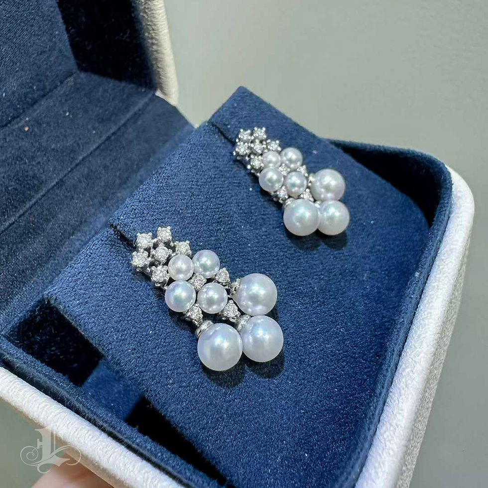 Miniatura: Crown Radiance – Baby Akoya Diamond Cluster Earrings