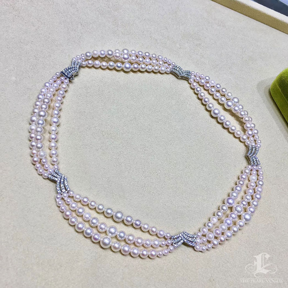 Miniatyrbild: Crown Radiance — Baby Akoya Pearl Triple Strand Necklace