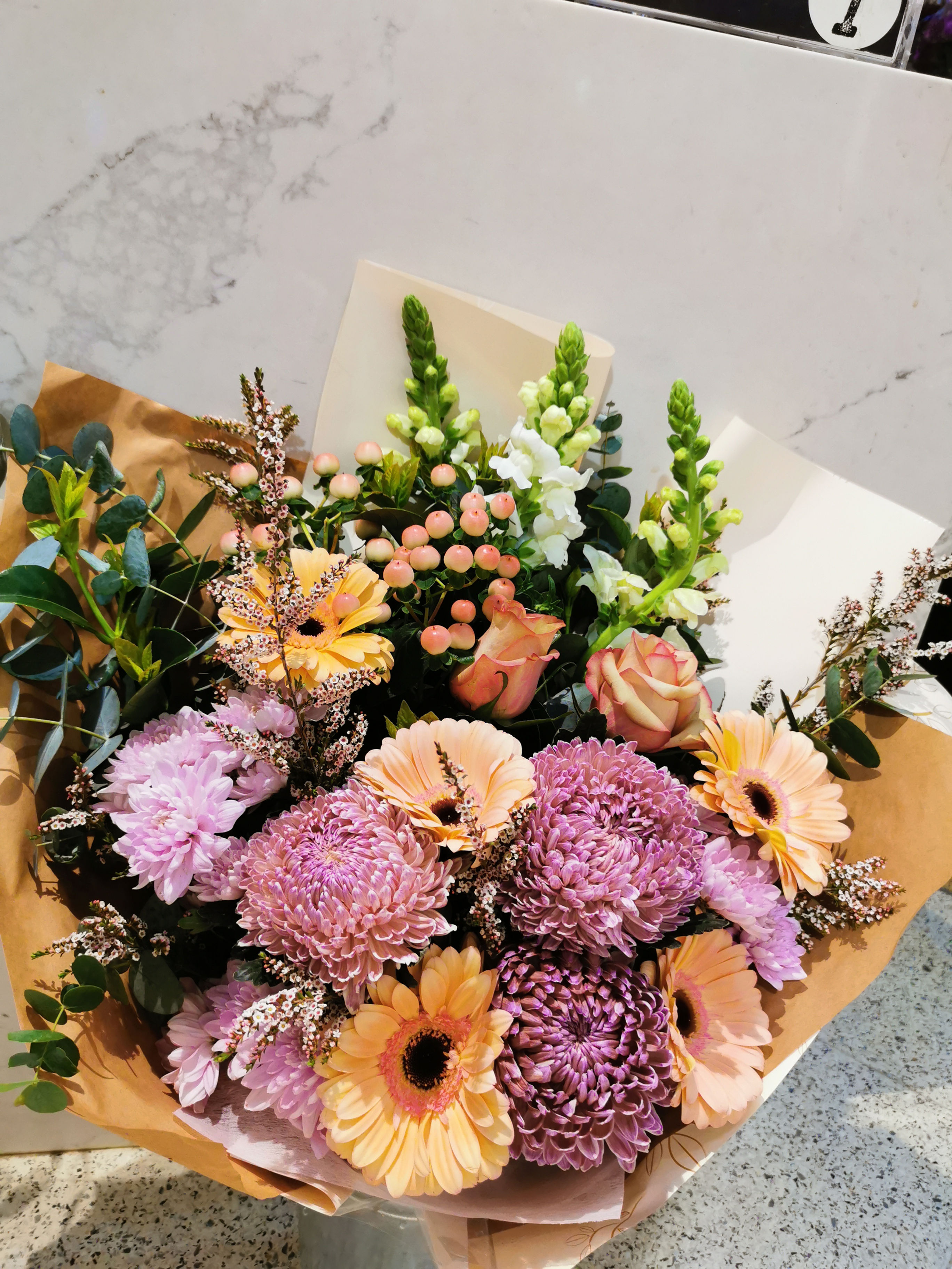 Peach and Dusty Purple
