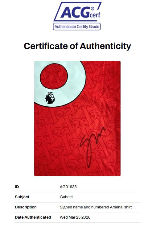 Thumbnail: Gabriel Signed Arsenal 25/26 Home Shirt
