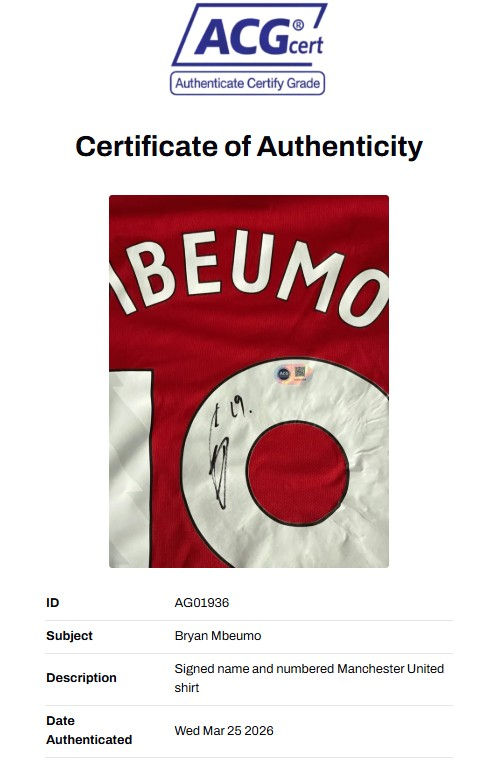 Thumbnail: Bryan Mbeumo Signed Shirt - Manchester United 25/26 Home Shirt