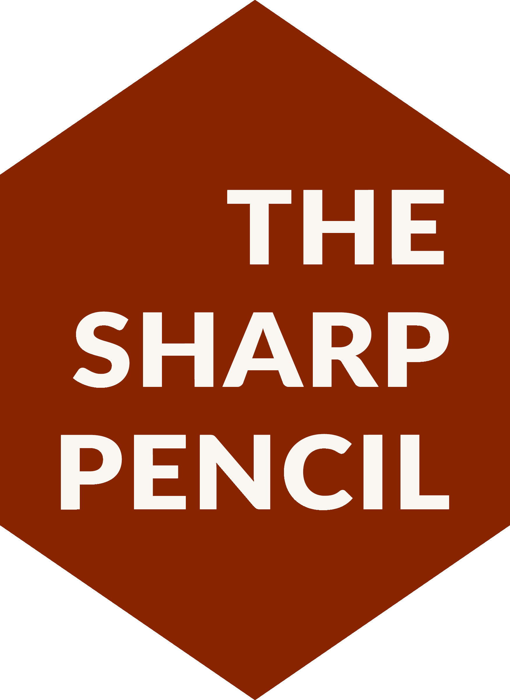 The Sharp Pencil hex logo, red chinese laquer color