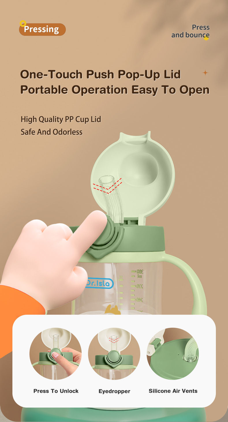 Thumbnail: Portable Baby Water Bottles 300ml Baby Feeding Cup With Straw Children Learn Fee
