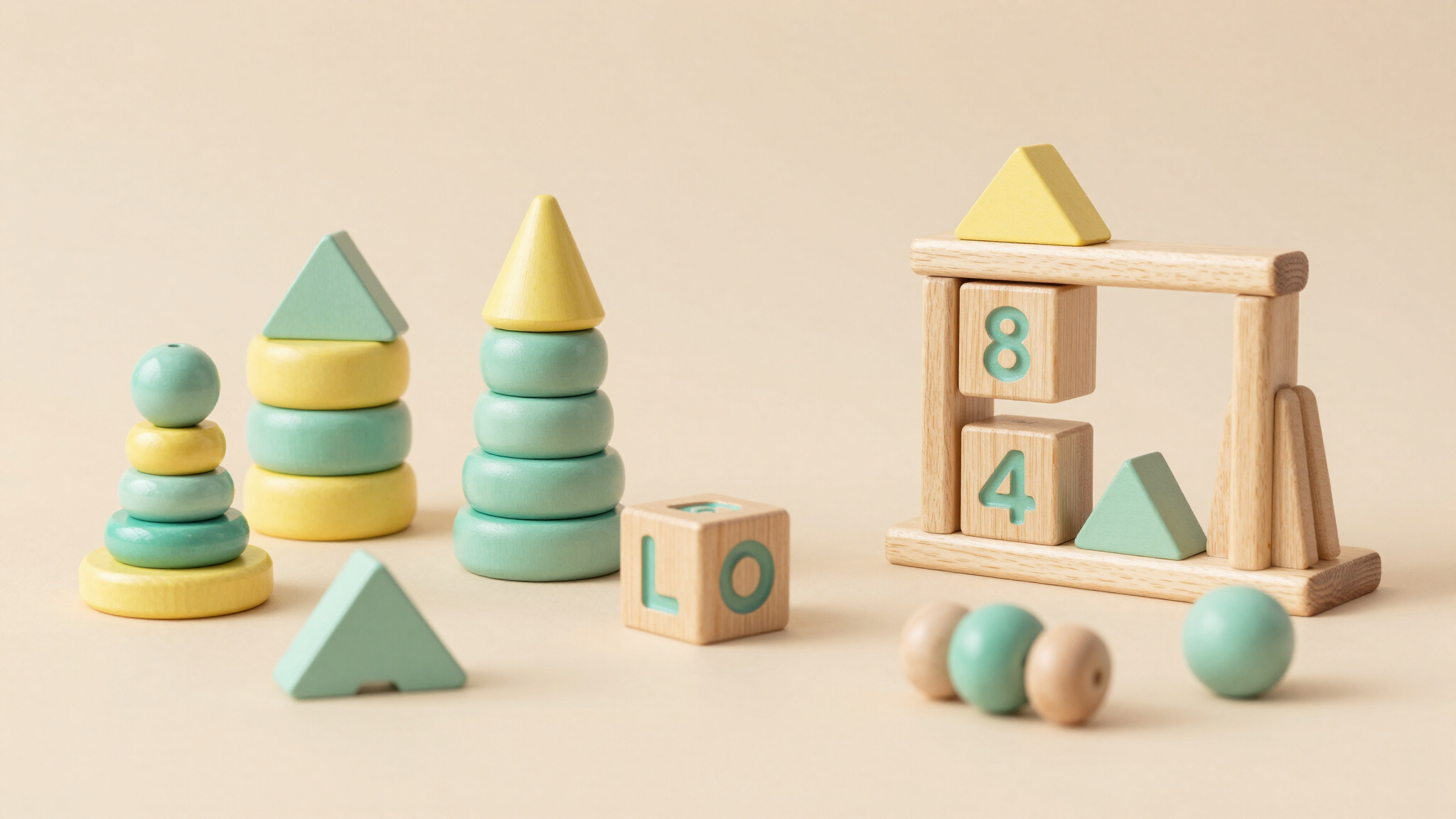 Traditional wooden blocks and analog toys