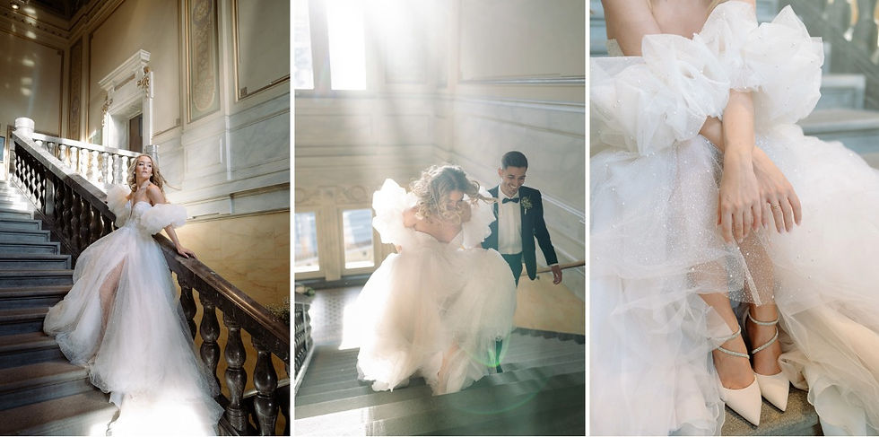 Modernes Brautkleid mit Glitzer für eine elegante Hochzeit