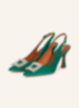 Grüne Pumps mit Schmucksteinen