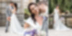 Braut in elegantem One-Shoulder-Brautkleid mit hohem Schlitz