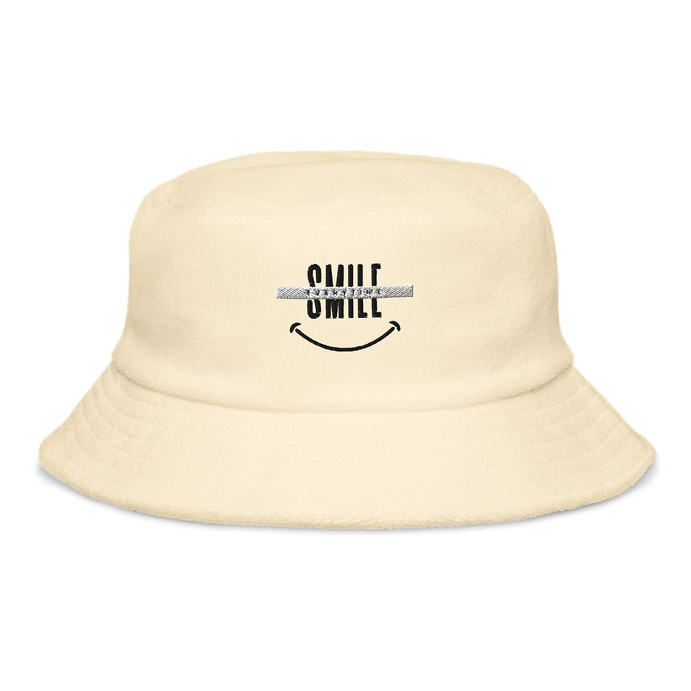 Thumbnail: Trendy Smile Unstructured Terry Cloth Bucket Hat