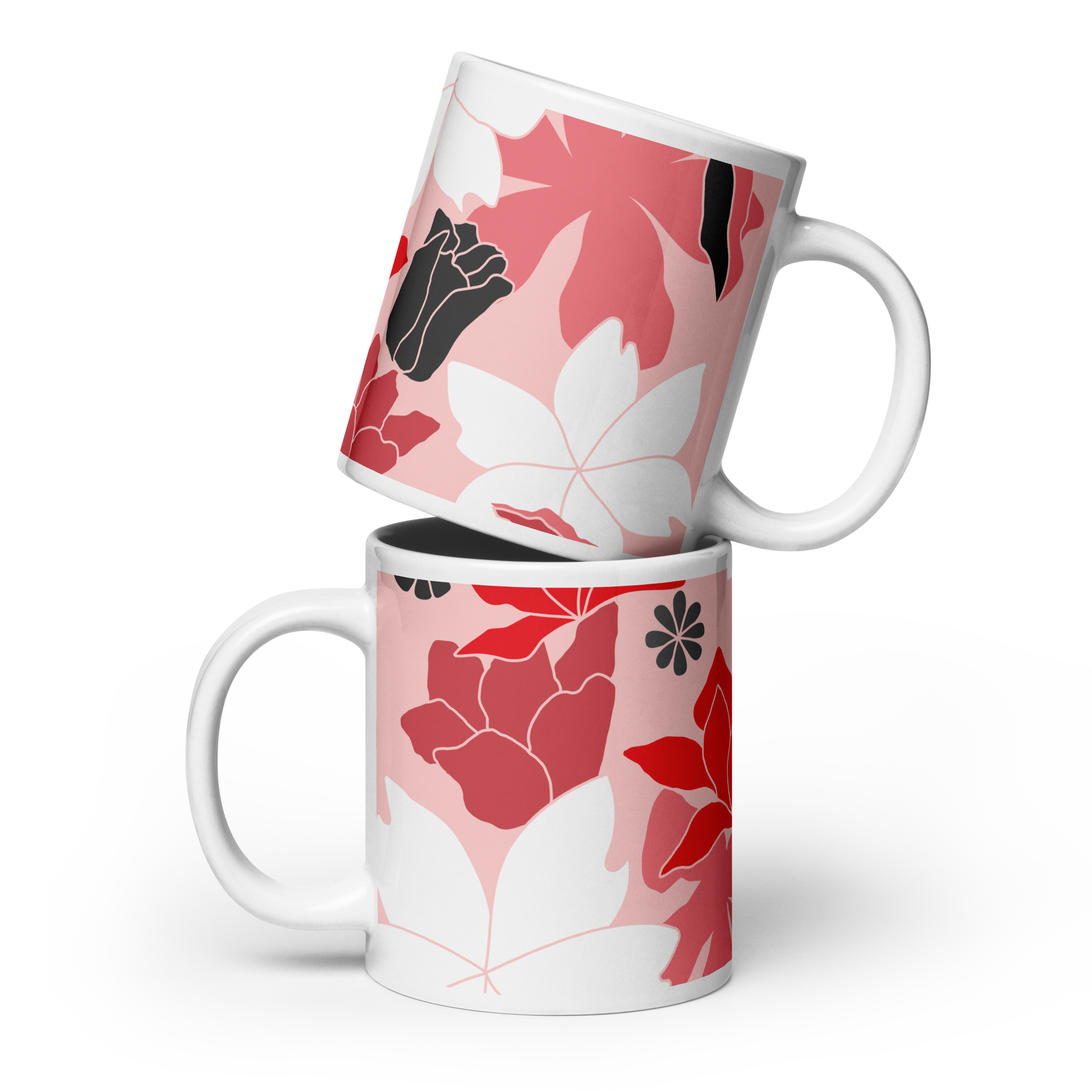 Floral Pattern - White Glossy Mug