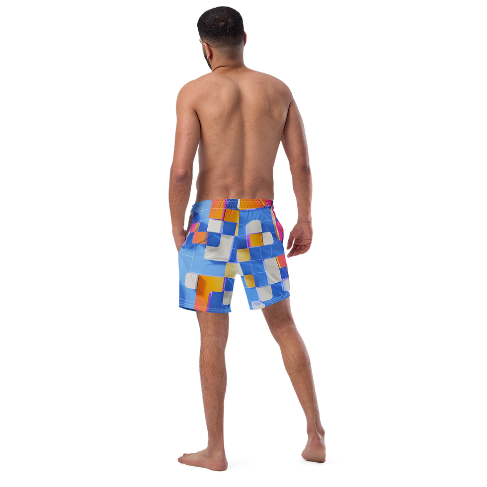 Thumbnail: Checkered Design All-Over Print Swim Trunks