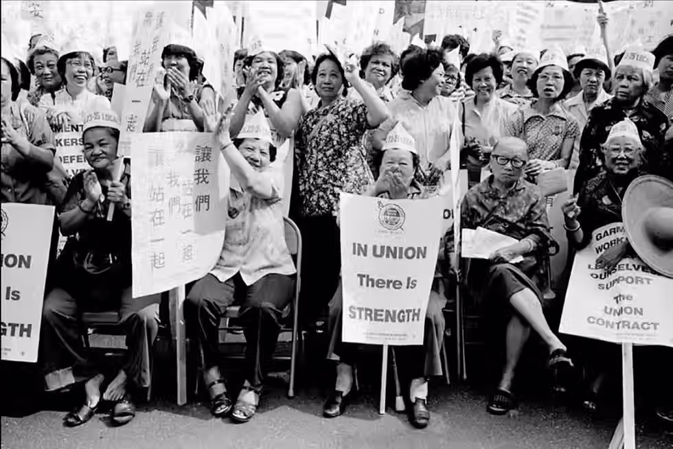 1982 strike to keep union benefits in Chinatown’s garment industry (The Kheel Center ILGWU Collection, Cornell University)