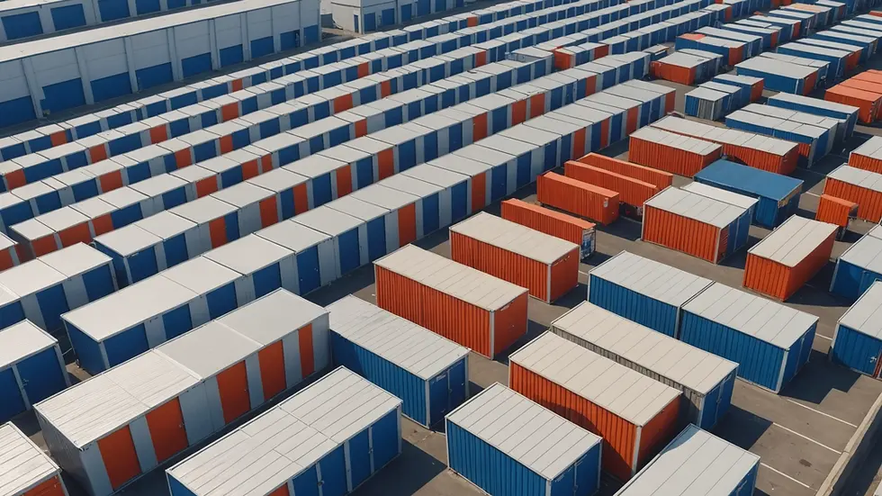 High angle view of a neatly organized self-storage unit