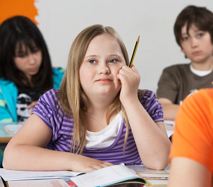 Female student on an IEP in a general education classroom