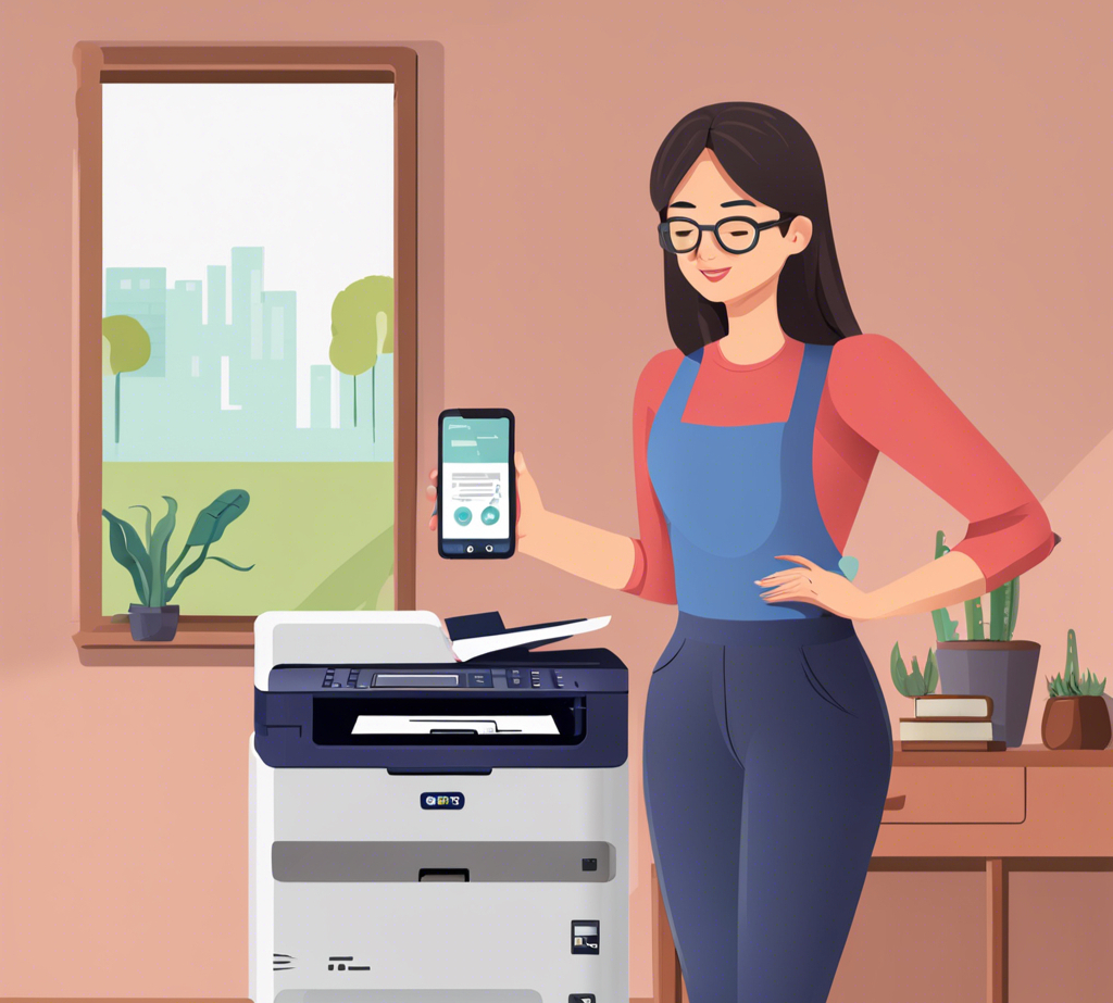 Woman printing documents from her mobile phone