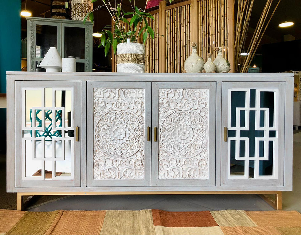 Thumbnail: Moshley Mirrored 4 Door Cabinet