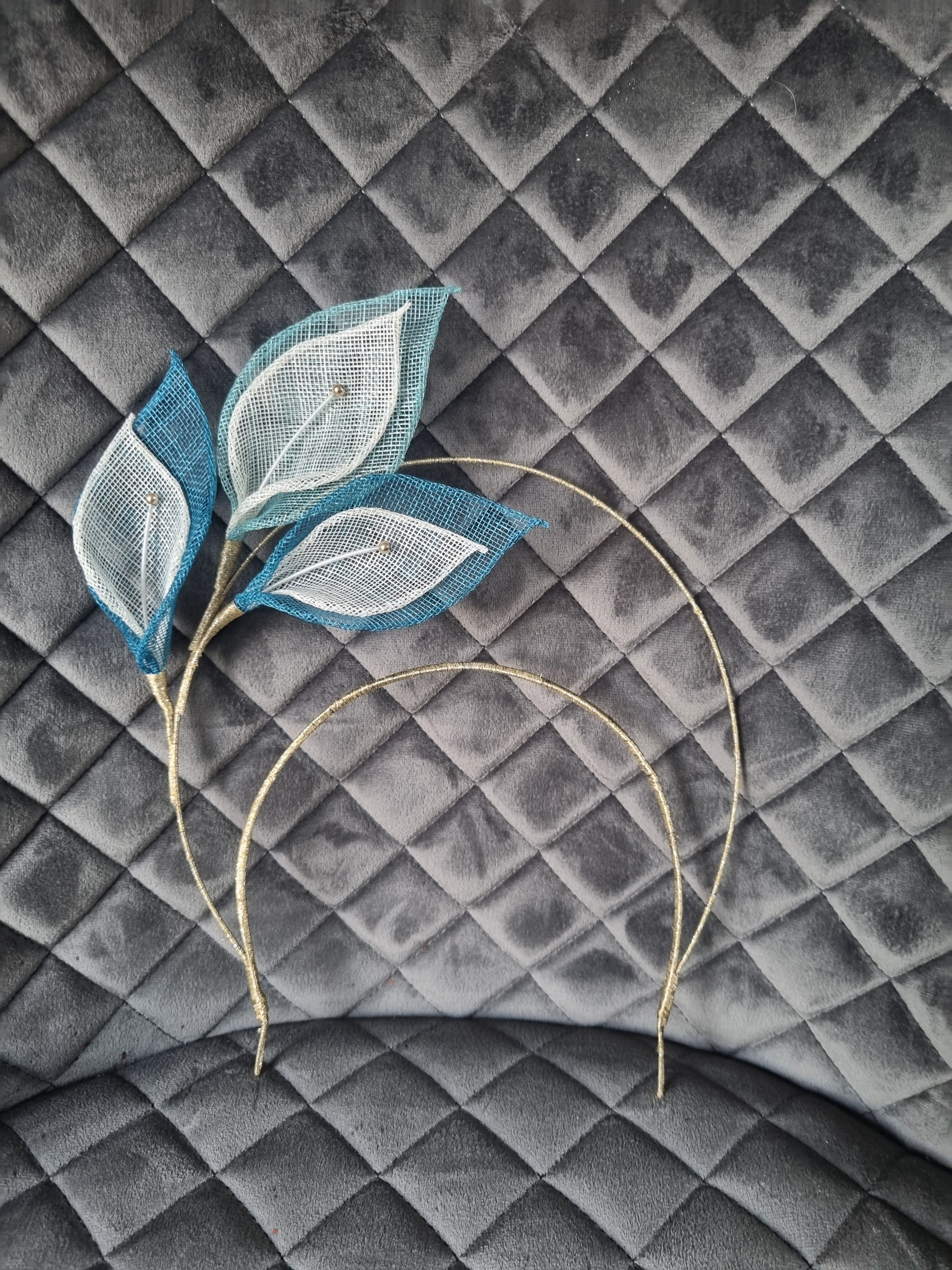 Hire - Double Leaf Halo Crown - Turquoise