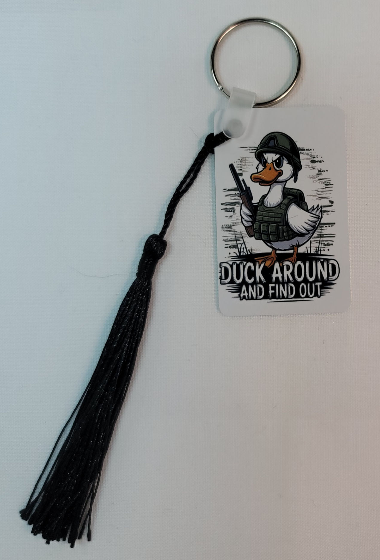 Duck keychain: "Duck Around and Find Out"