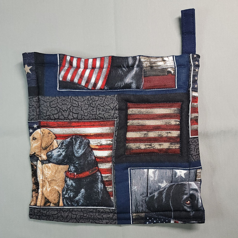 Thumbnail: Patriotic dogs hot pad with American flags