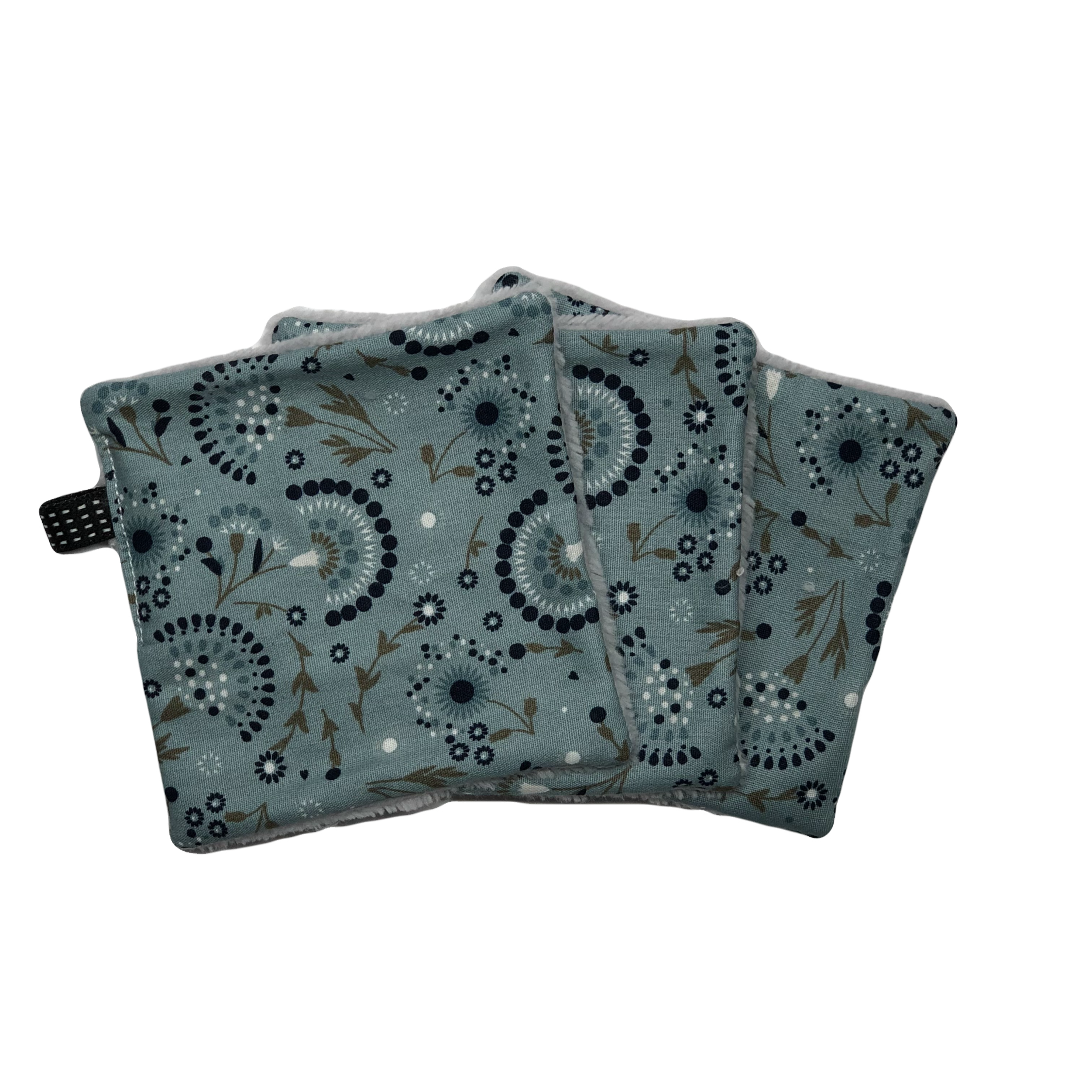 6 Lingettes lavables Fleurie turquoise