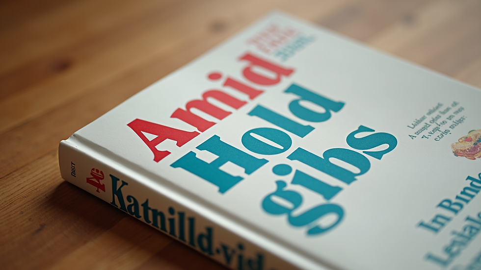 Close-up view of a book cover showing bold typography and vibrant colors