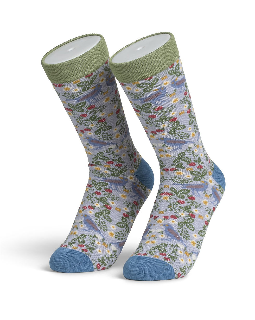 Thumbnail: Womens Socks - Bird Blue
