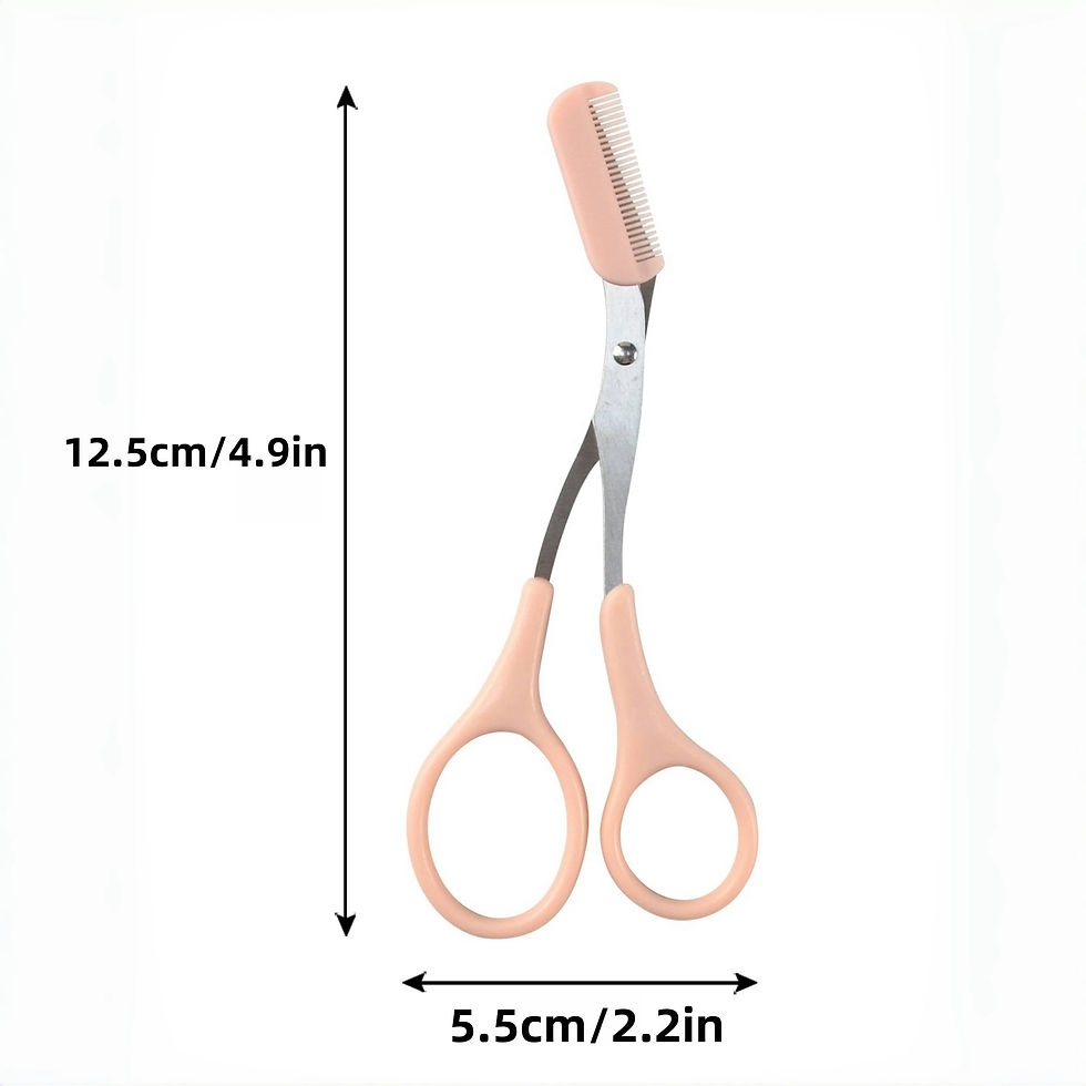 Miniatura: Pink eyebrow trimming scissors with built-in comb - stainless steel, precise gro