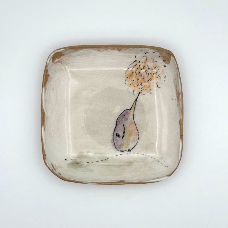 Small trinket tray with hand-painted hummingbird