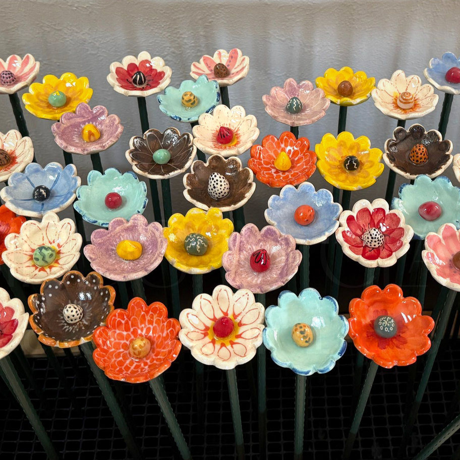 Pollinator flowers, Bloomin' Sip Stations, Ceramic flowers for garden