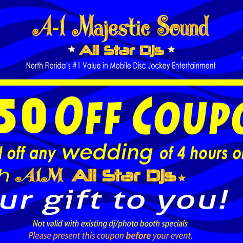 Jacksonville Fl Wedding DJ with a $50 off coupon!