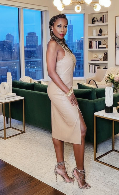 Thumbnail: Faux Leather Midi Slip Dress